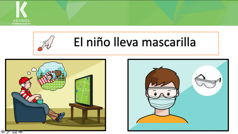 El niño lleva mascarilla